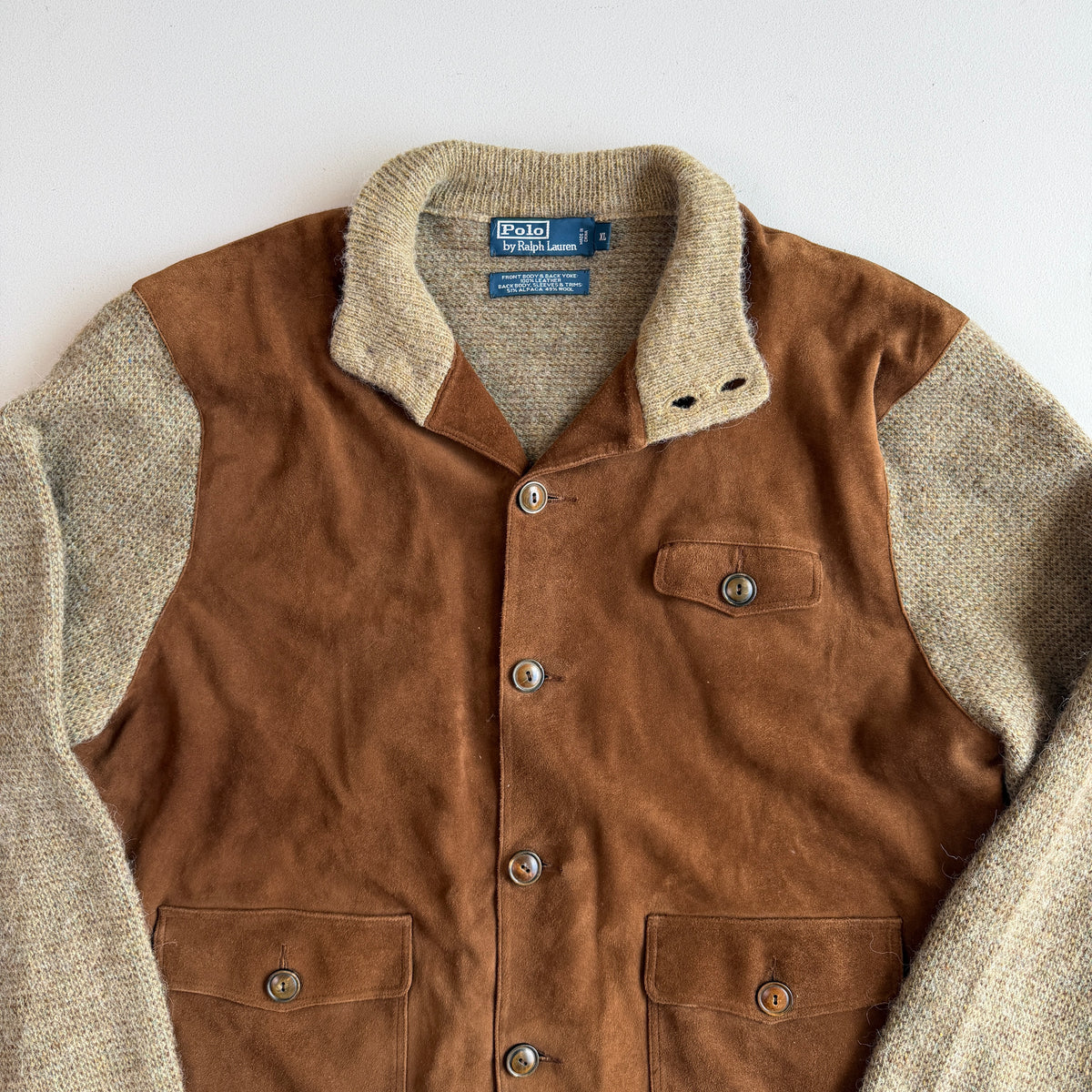Polo Ralph Lauren (XL) Suede Alpaca/Wool Button Cardigan Sweater