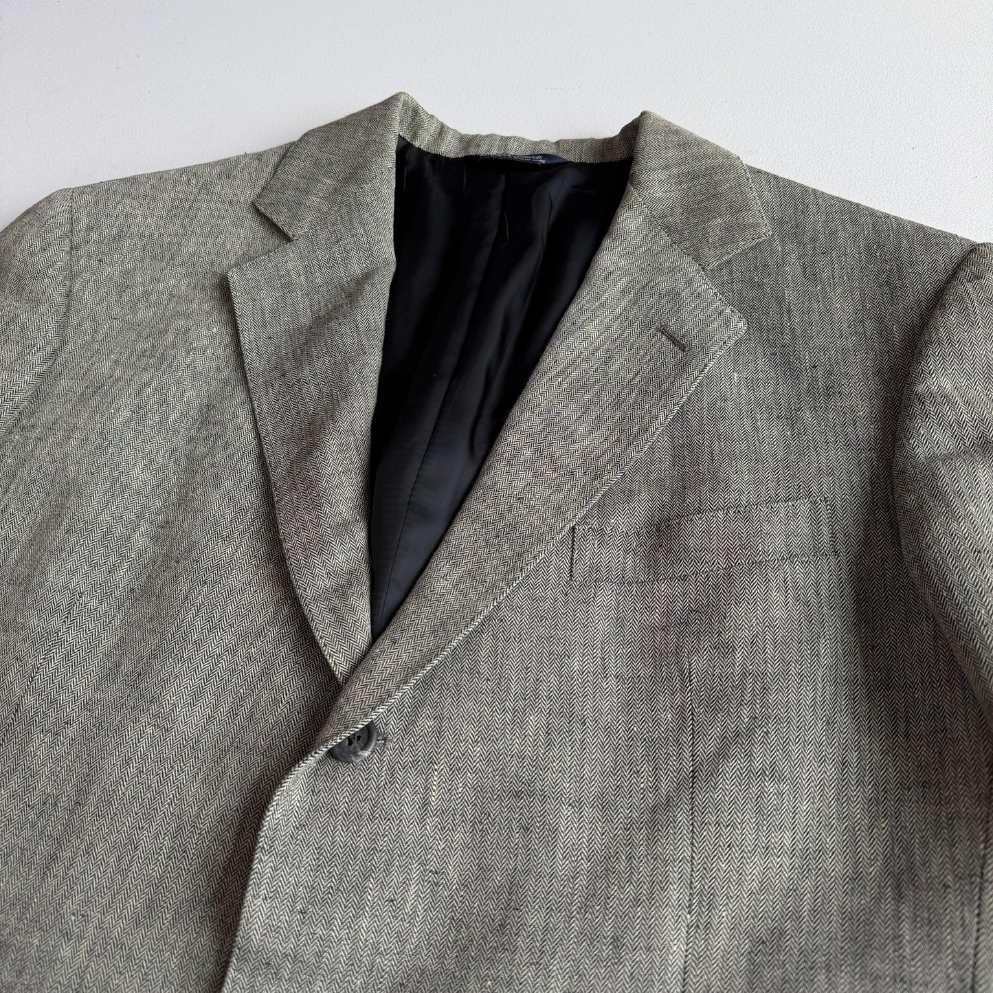 VNTG Ralph Lauren Pre-Purple Label (44L) 100% Linen Spalla Camicia Sport Coat