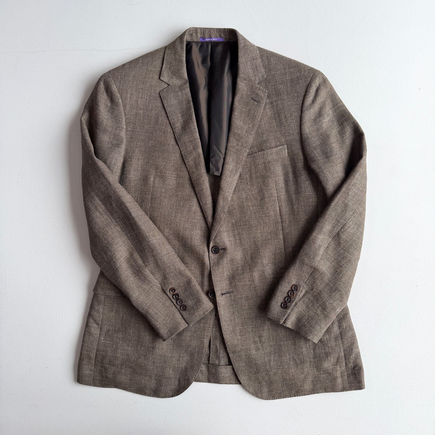 Ralph Lauren Purple Label (42R) Linen/Wool Hopsack Taupe Sport Coat