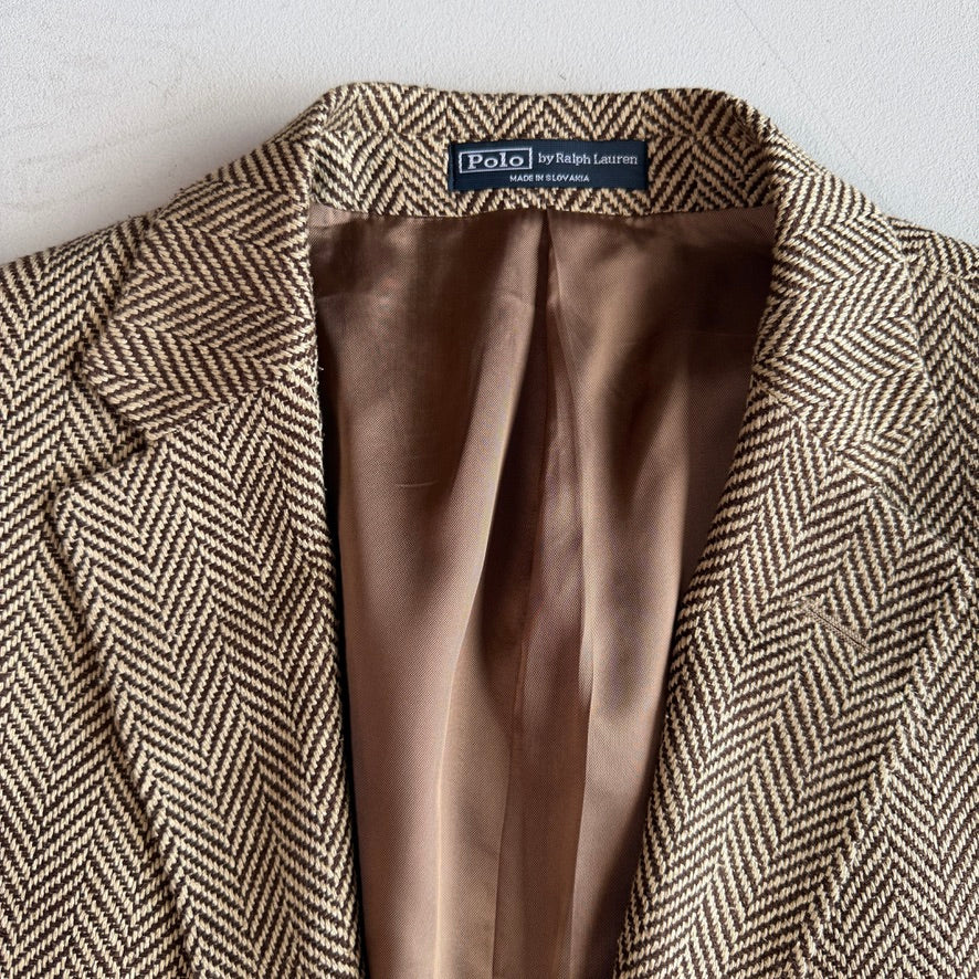 NWOT Polo Ralph Lauren (40R) 100% Silk 3-2 Roll Tweed Herringbone Sport Coat