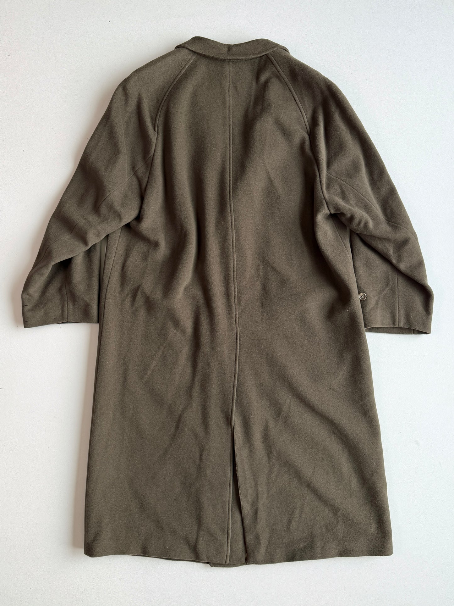 Polo Ralph Lauren (40R) Olive Green 100% Wool Balmacaan Raglan Overcoat