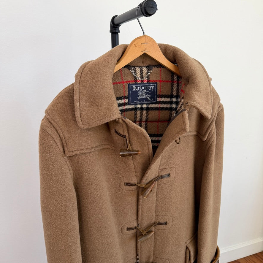 VNTG Burberry London (48) 100% Wool Brown Nova Check Duffle Coat