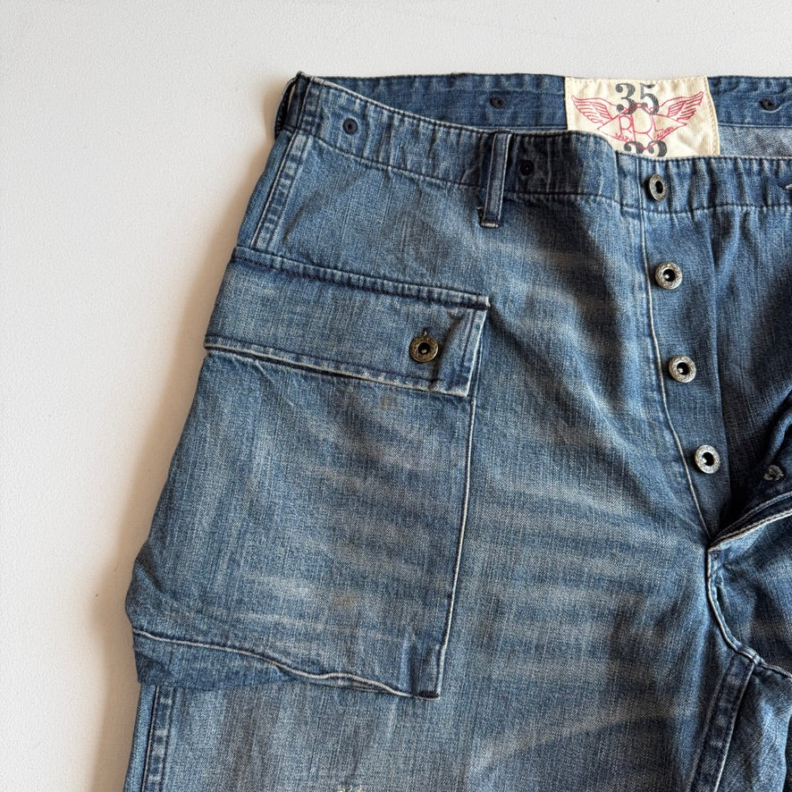RRL Ralph Lauren (35x32) M-44 Denim Monkey Pants Jeans Marine Corp