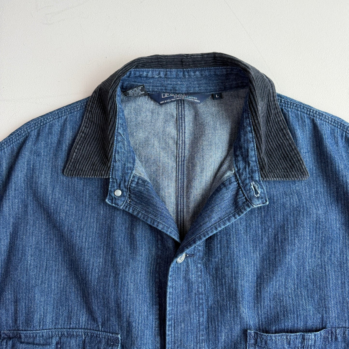 VNTG Polo Ralph Lauren (L) Indigo Herringbone Twill Cotton Chore Coat