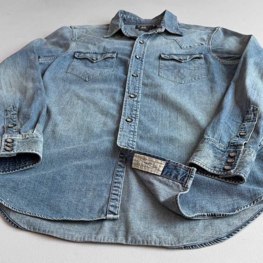 Ralph Lauren RRL (L) Pearl Snap Denim Western Shirt