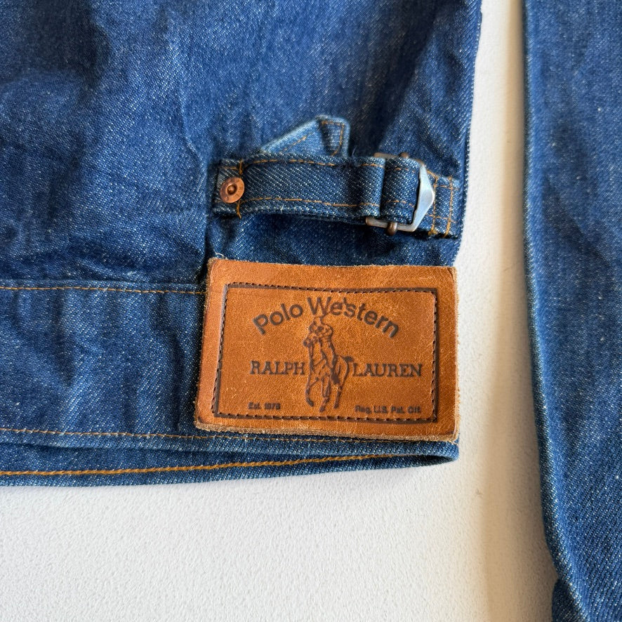 VNTG Ralph Lauren Polo Western (M) Indigo Denim Copper Button Western Trucker Jacket