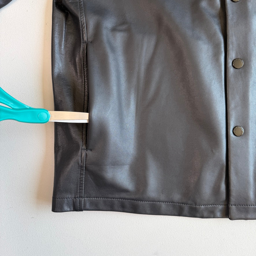 rag & bone (M) Glove-Soft Lamb Leather Snap Black Overshirt Jacket