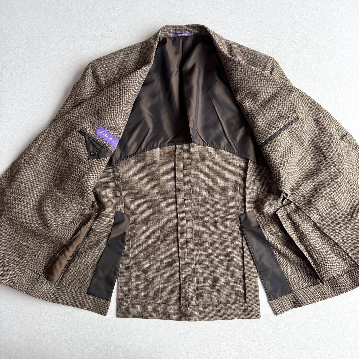 Ralph Lauren Purple Label (42R) Linen/Wool Hopsack Taupe Sport Coat