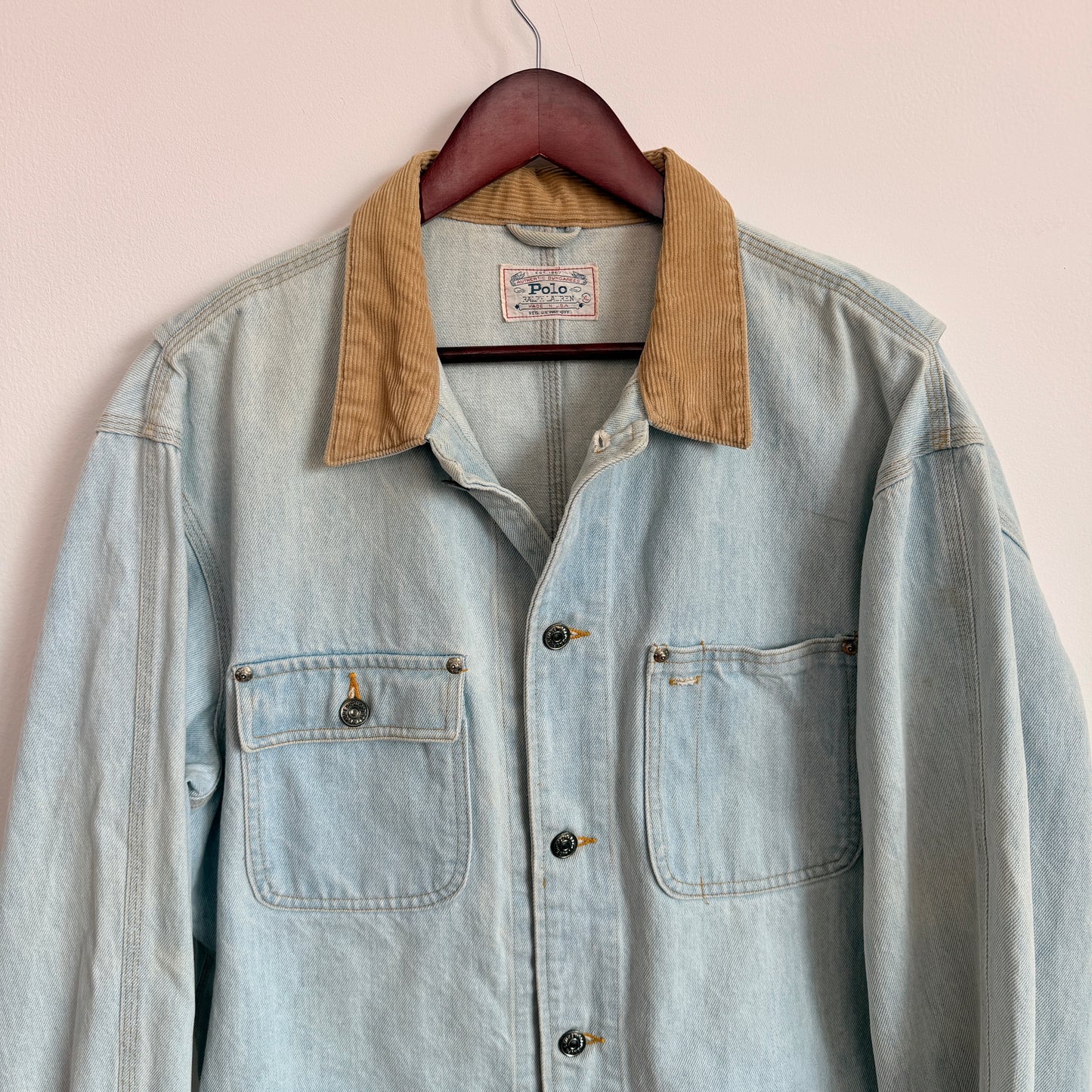 VNTG Polo Ralph Lauren (XL) "Sun-Bleached" Western Trucker Denim Jacket