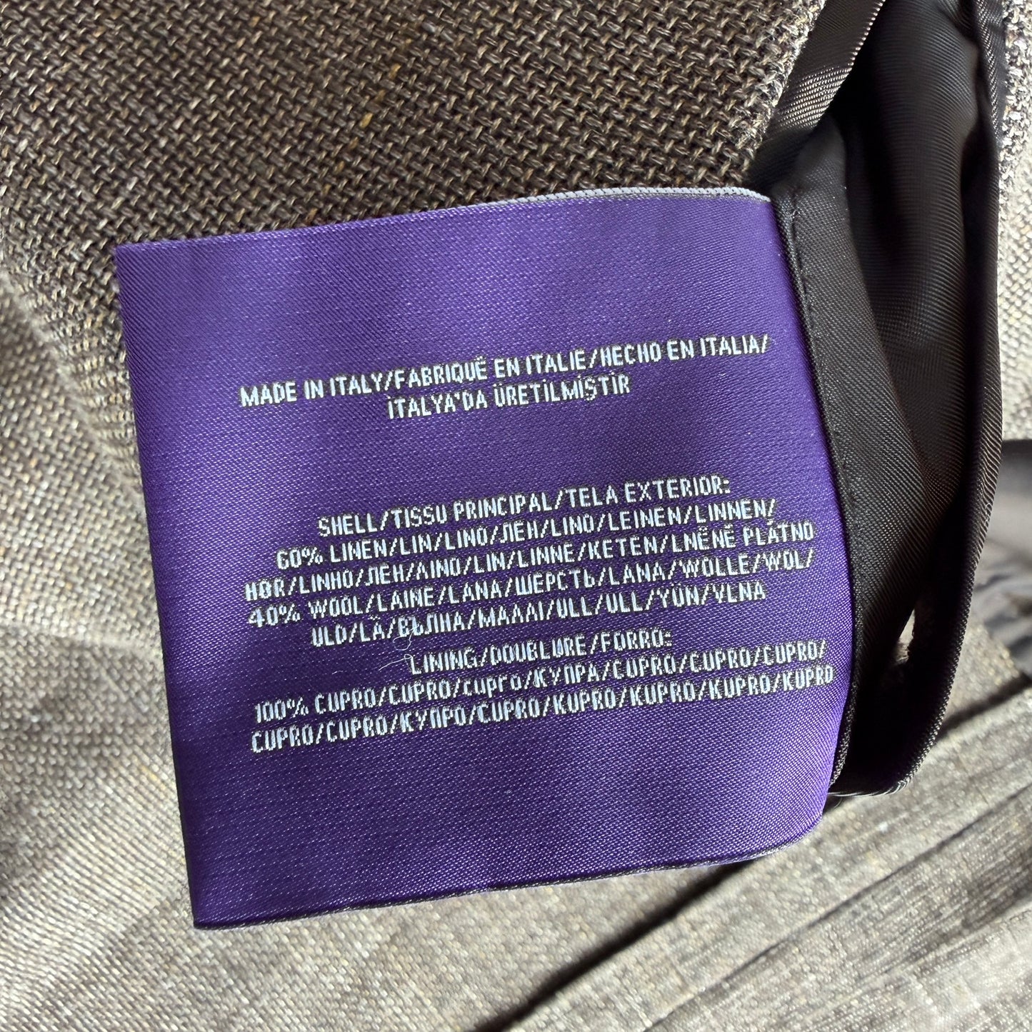 Ralph Lauren Purple Label (42R) Linen/Wool Hopsack Taupe Sport Coat