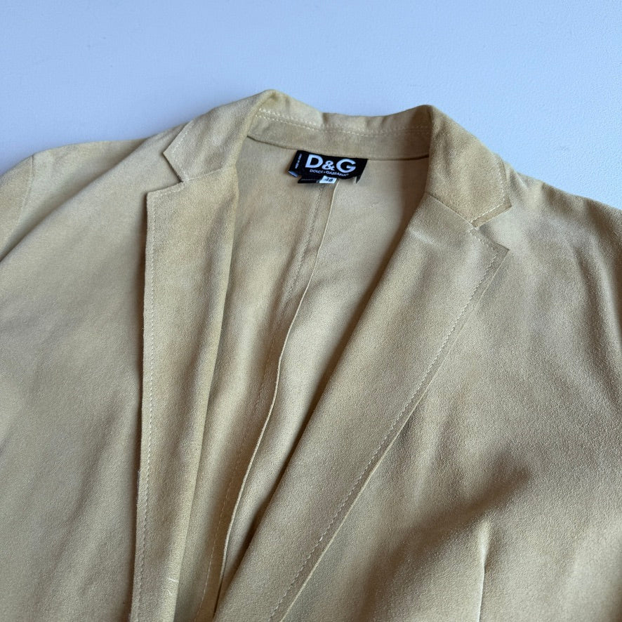 Dolce & Gabbana (48IT) Suede Leather Single Button Golden Yellow Sport Coat