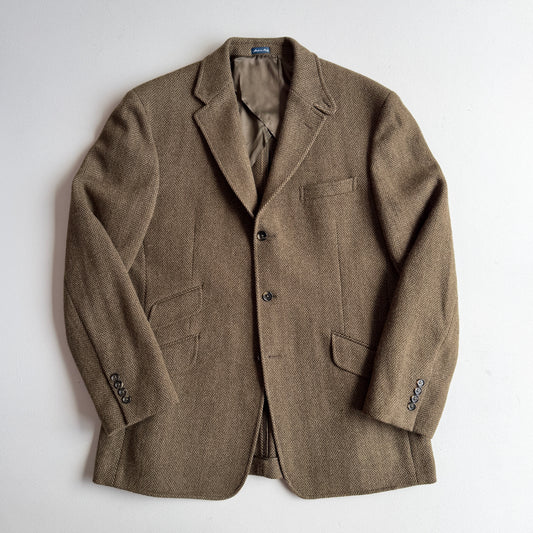 Polo Ralph Lauren (L / 43L) Olive Herringbone/Birdseye Tweed Wool Hacking Jacket