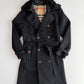 Burberry (50IT) 100% Wool Fleece Collar Double Breast Belted Trench Coat