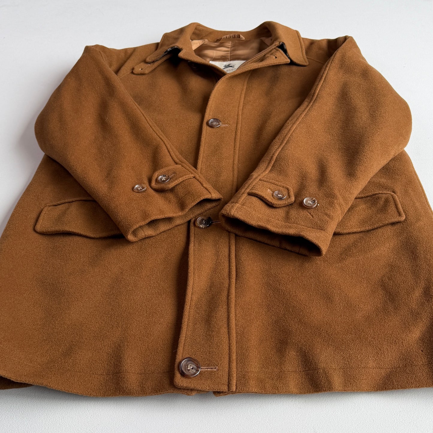 Burberry (L) 100% Cashmere Raglan Tawny Brown Balmacaan Coat