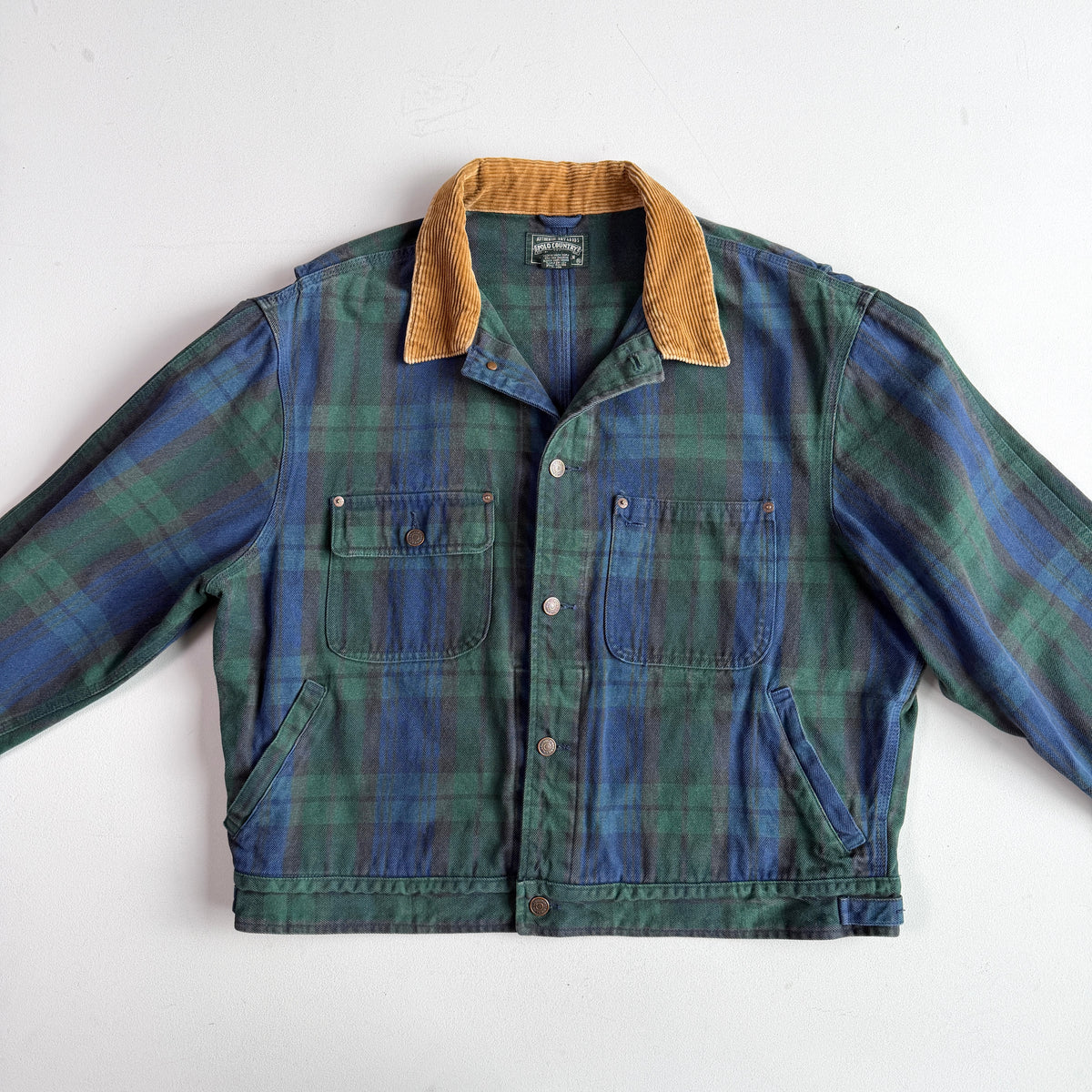 VNTG Ralph Lauren Polo Country (XL) Black Watch Denim Western Trucker Jacket