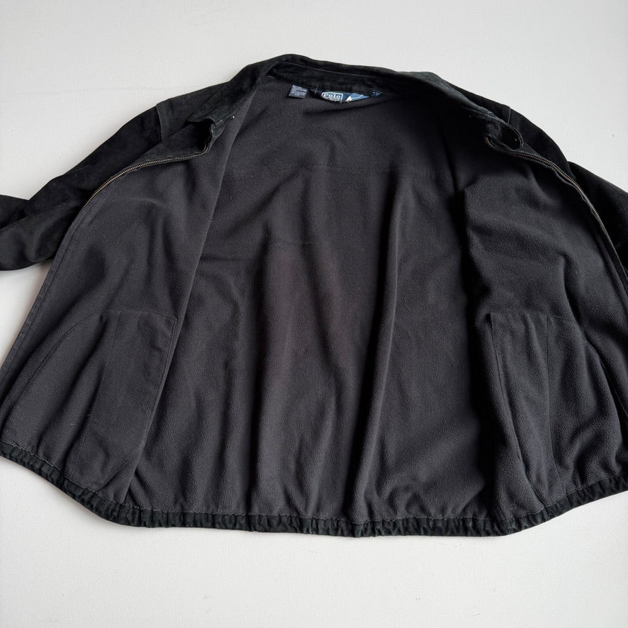 Polo Ralph Lauren (XL) Suede Leather Black Fleece-Lined Jacket
