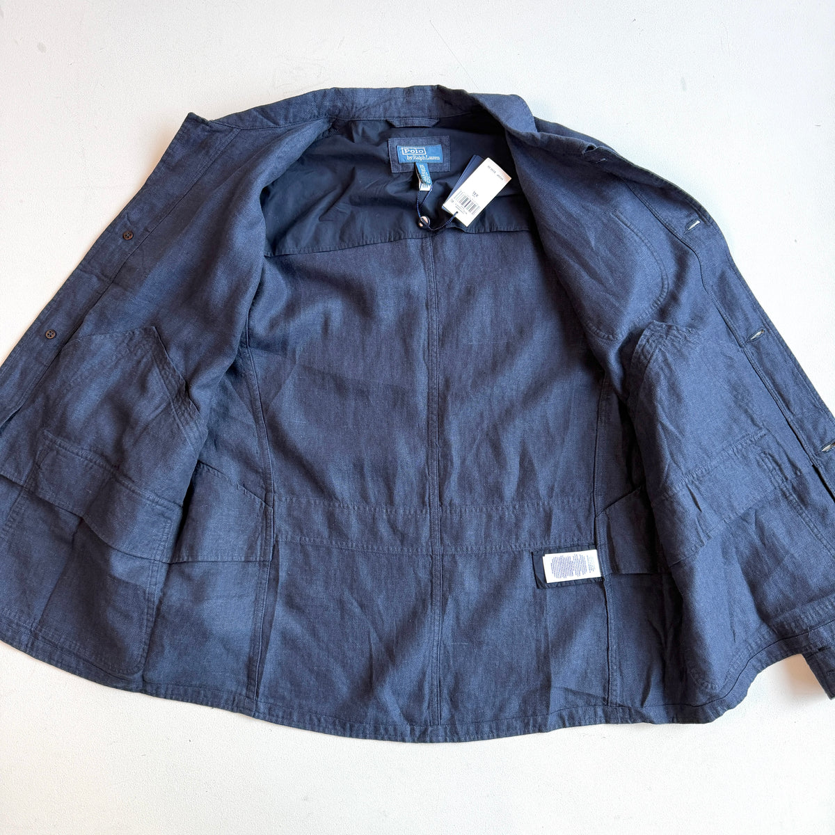 NWT Polo Ralph Lauren (2XL) 100% Linen Navy Blue Herringbone Field Utility Jacket