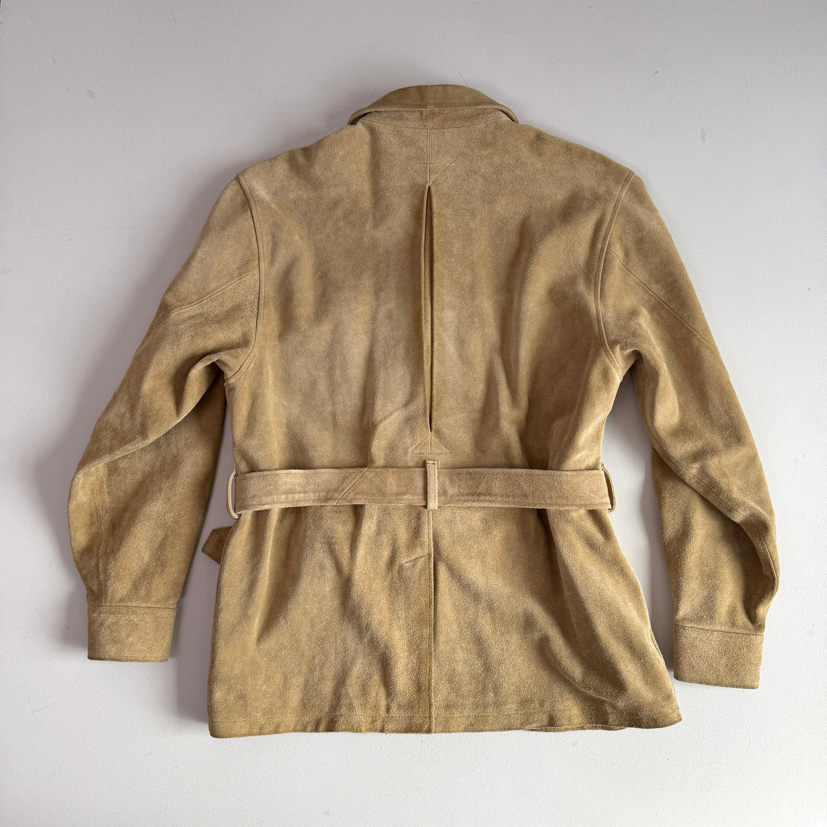 VNTG Polo Ralph Lauren (L) Rugged Suede Leather Khaki Safari Coat