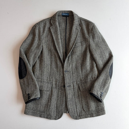 Polo Ralph Lauren (40R) Half-Norfolk Wool Tweed Leather Trim Sport Coat