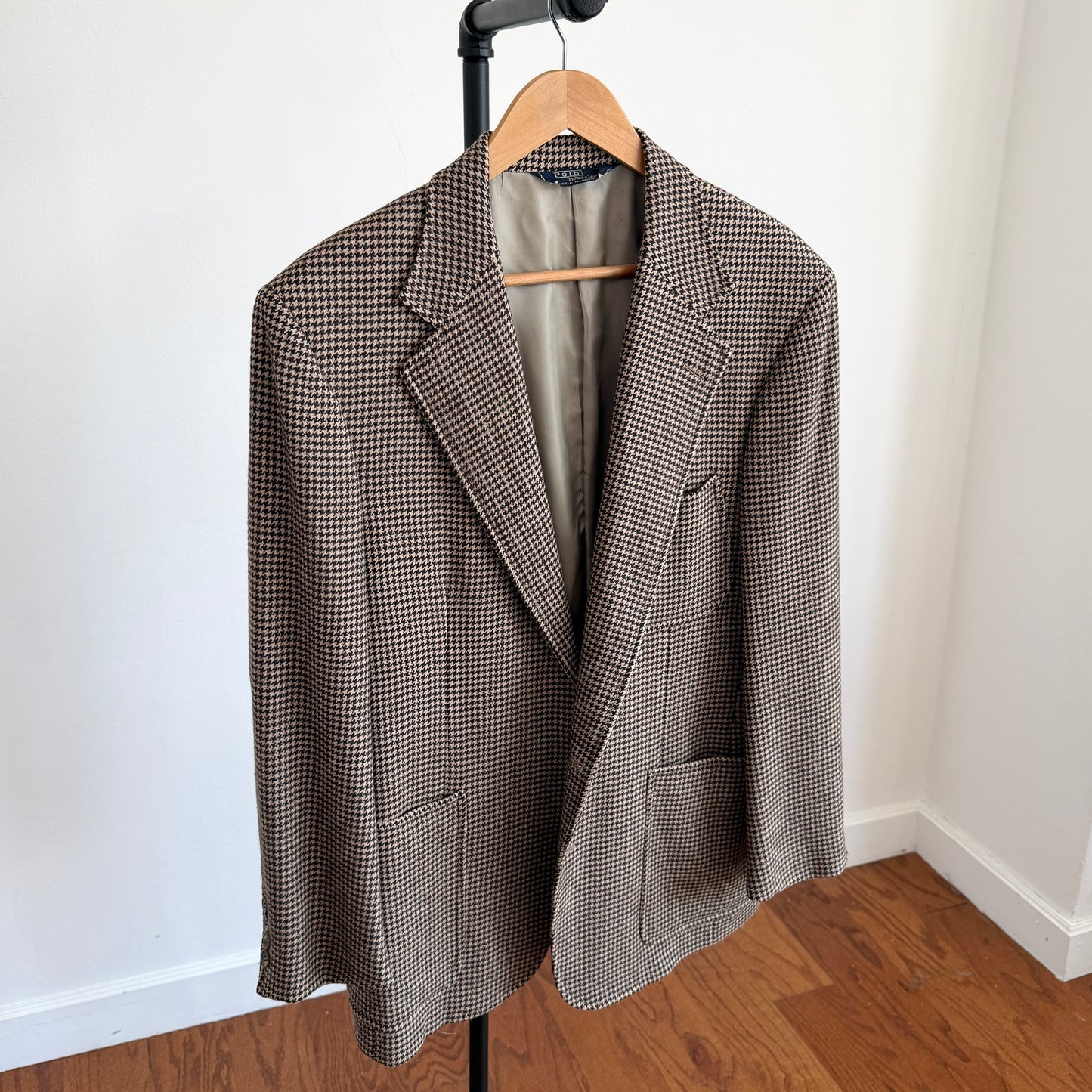 VNTG Polo Ralph Lauren (42R) Wool Houndstooth Brown/Cream Sport Coat