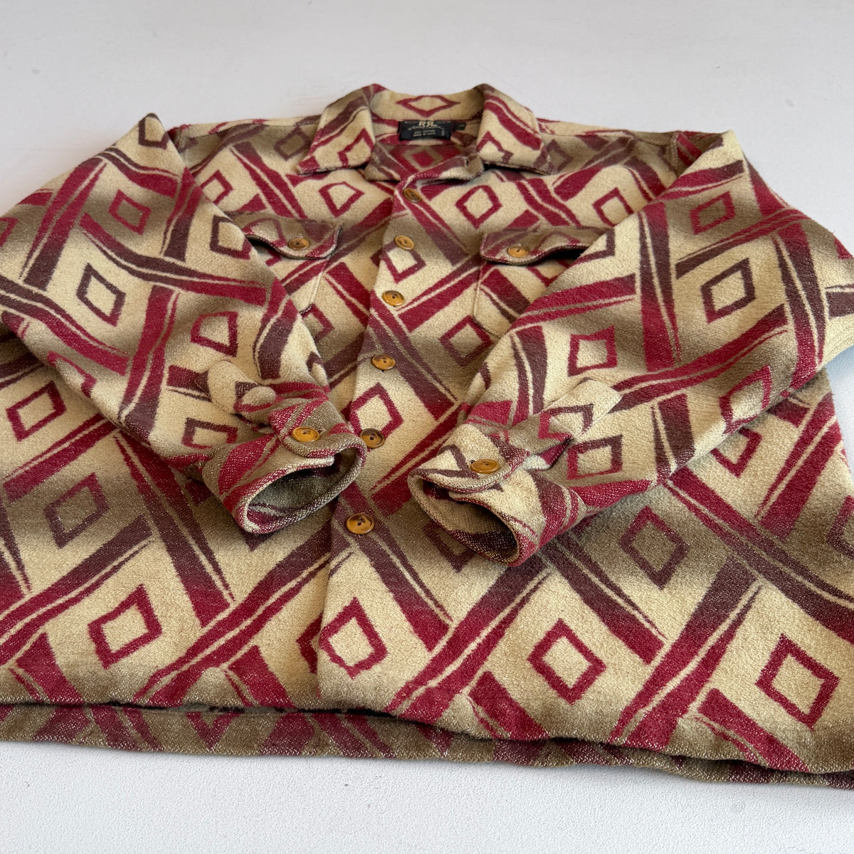 VNTG Ralph Lauren RRL (L) Cotton Blanket-Like Southwest Diamond Overshirt