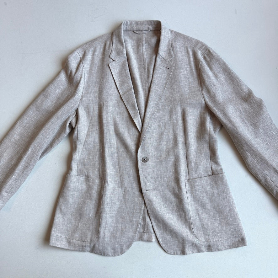 Ermenegildo Zegna (56R) Taupe Linen/Wool/Silk Unstructured Crossover "Shirt Jacket"