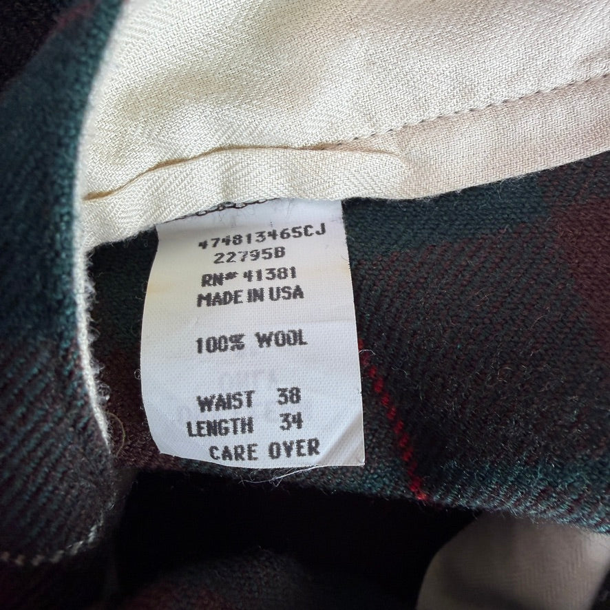 VNTG RRL Ralph Lauren (38x32) Wool Flannel Tartan Plain Trouser Pants