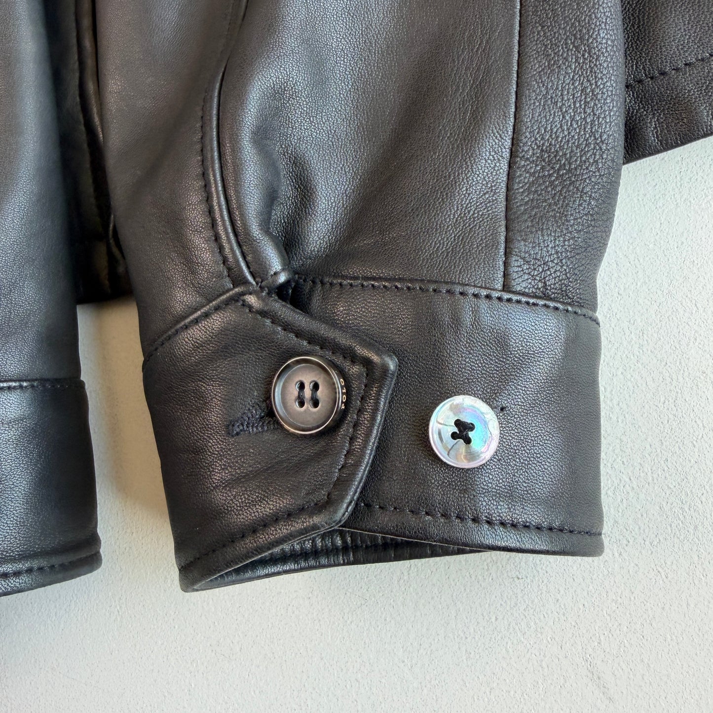 Polo Ralph Lauren (L) Black Glove Soft Leather Plaid Lined Jacket