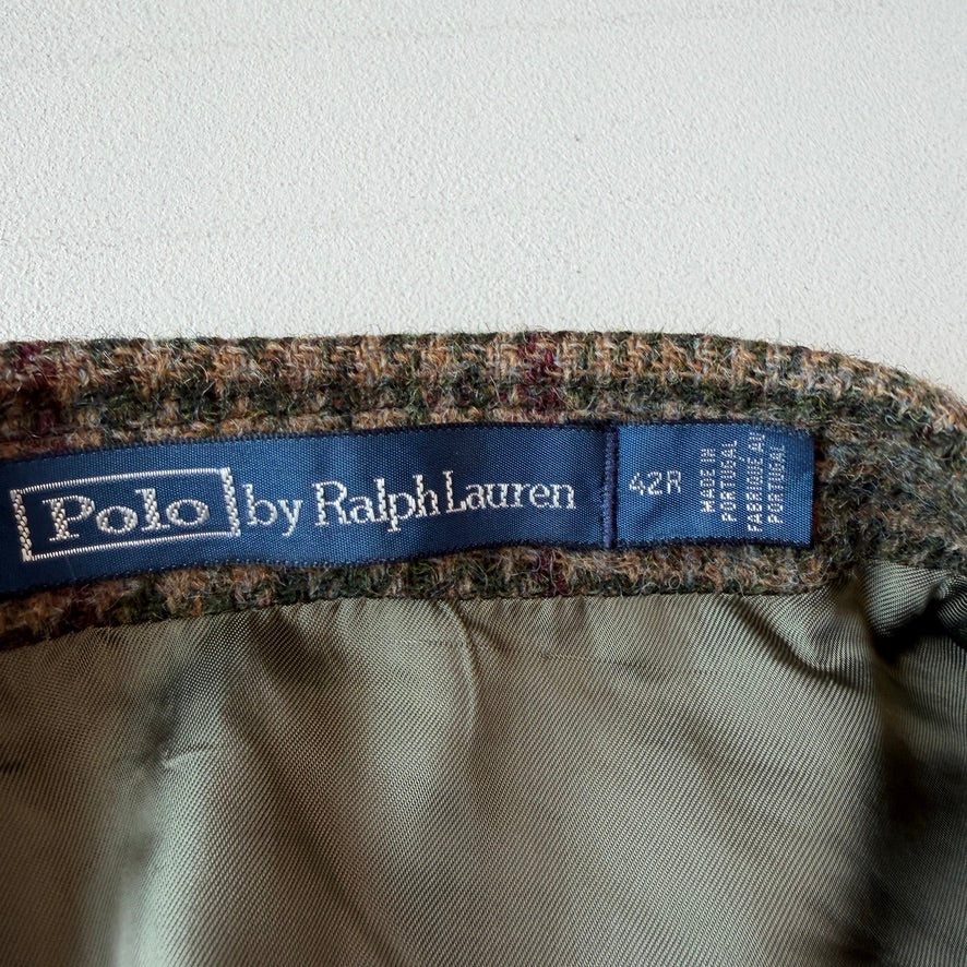 Polo Ralph Lauren (42R) Half-Norfolk Glen Plaid Suede-Trim Coat