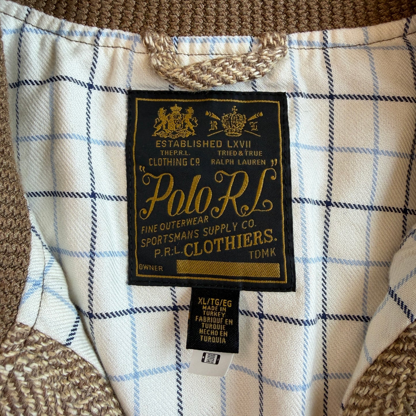 Polo Ralph Lauren (XL) Linen/Silk/Wool Tweed Beige Bomber-Style Jacket