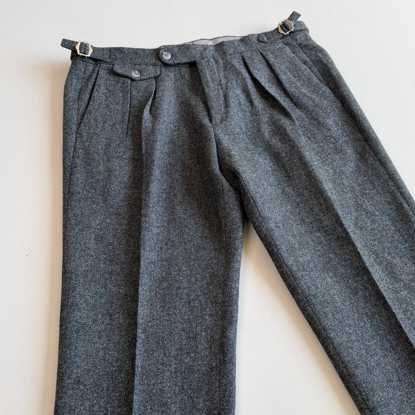 NWT Paul Stuart (38x32) Pleated Side-Tab Tweed Wool Gray Pants