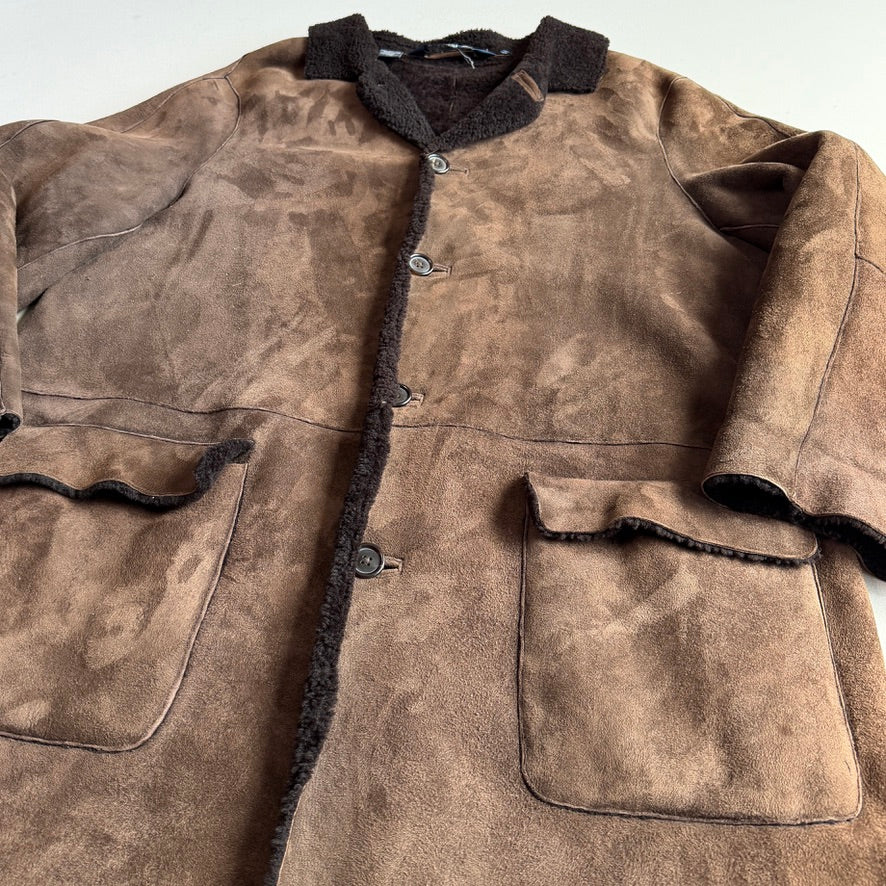 Polo Ralph Lauren (L) Shearling Sheep Leather Chocolate Brown Coat