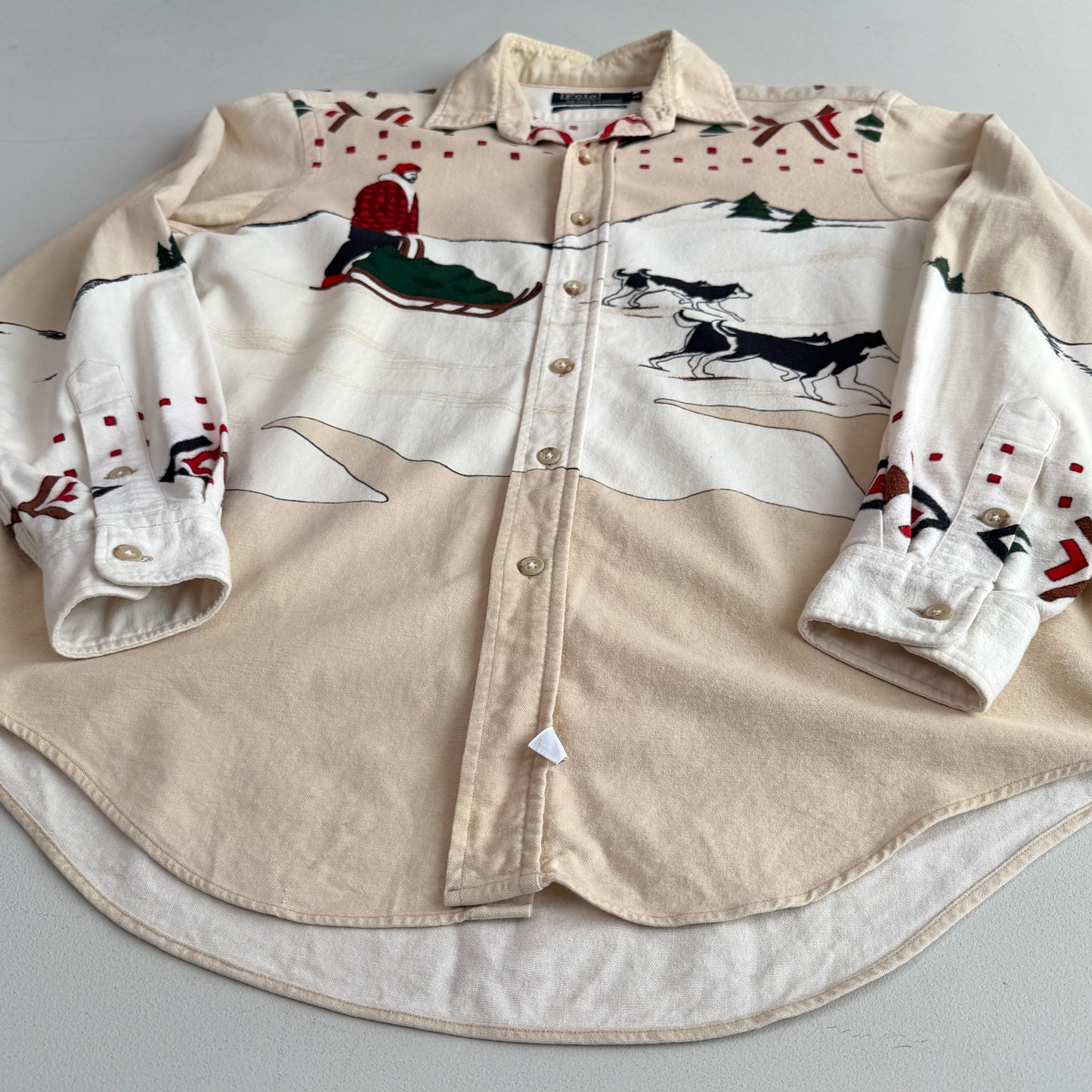 VNTG Polo Ralph Lauren (M) Arctic Sled Dog Flannel Cotton Shirt