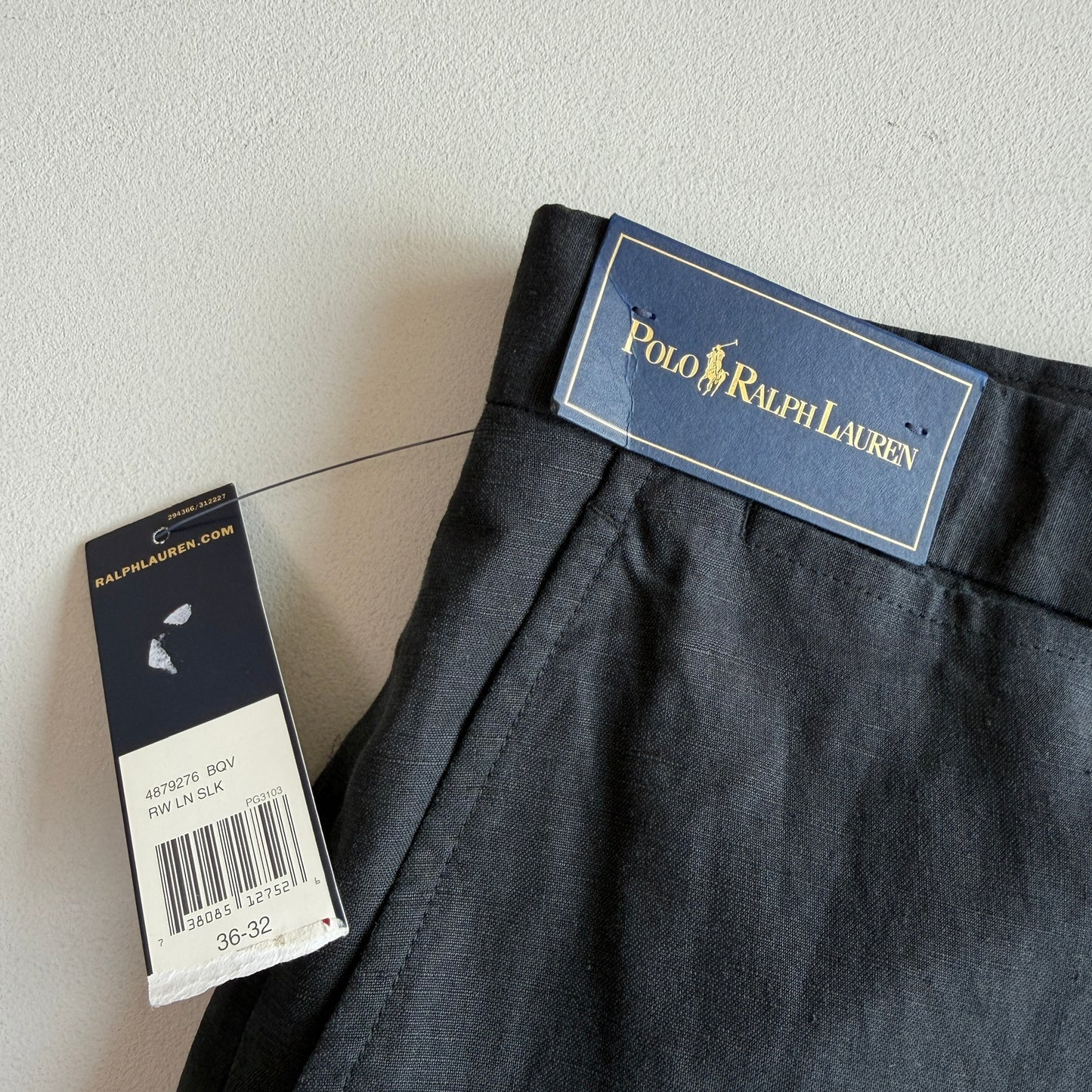 NWT Polo Ralph Lauren (36x32) Linen/Silk Navy Blue Trouser Pants