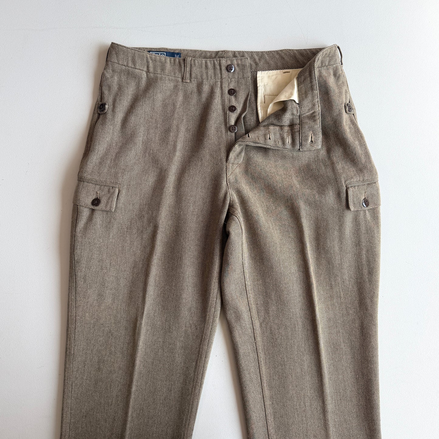 VNTG Polo Ralph Lauren (36x33) Taupe Cotton Twill Cargo Utility Pants