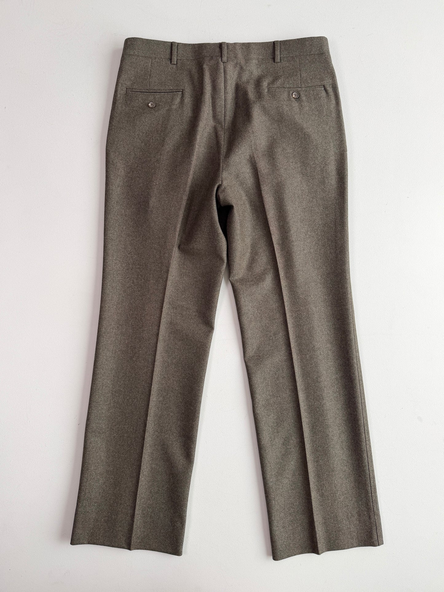 VNTG Polo Ralph Lauren (37x34) Wool Flannel Pleated Olive Trousers Pants