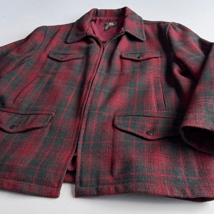 VNTG RRL Ralph Lauren (L) Wool Red/Green Plaid Hunting Field Coat