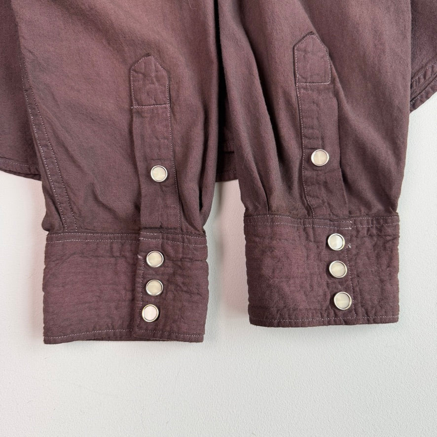 RRL Ralph Lauren (L) Plum Pearl Snap Dyed Western Shirt