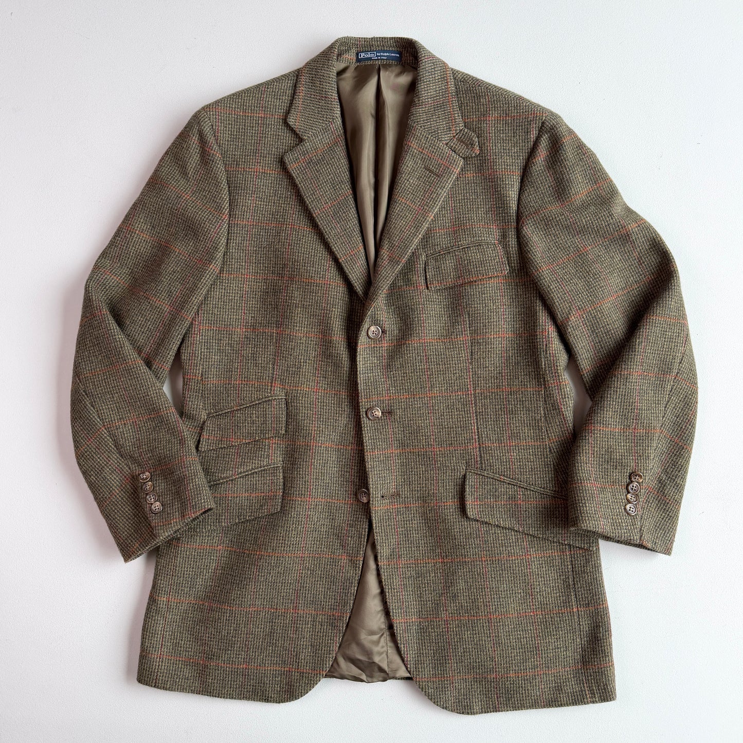 Polo Ralph Lauren (40L) Wool/Cashmere Flannel Overcheck Hacking Jacket