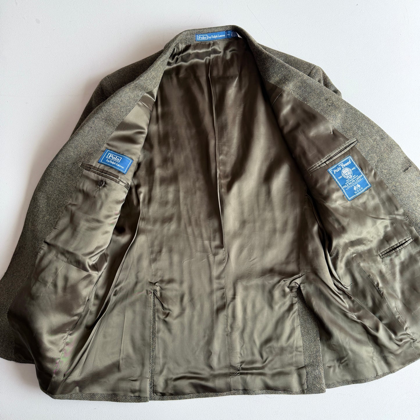NWOT Polo Ralph Lauren (44L) Olive Green Wool/Cotton Tweed Moon Mill Fabric Sport Coat