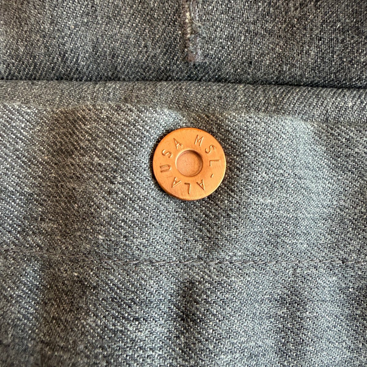 Billy Reid (M) Leather Collar Gray Denim Copper Hardware Field Jacket