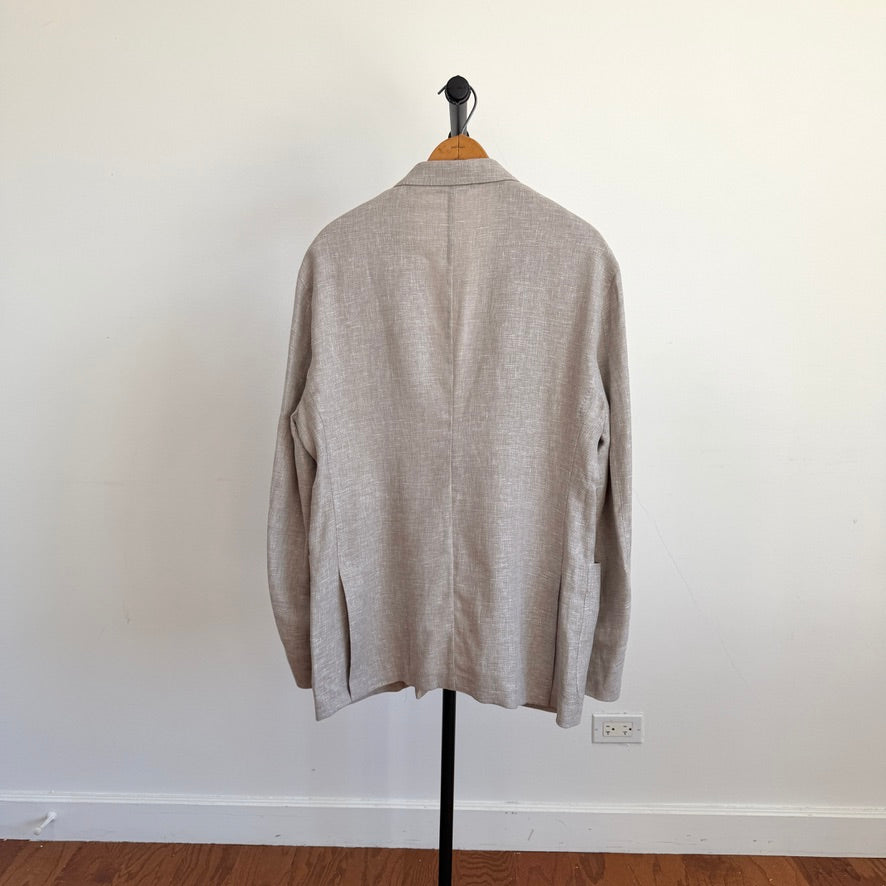 Ermenegildo Zegna (56R) Taupe Linen/Wool/Silk Unstructured Crossover "Shirt Jacket"