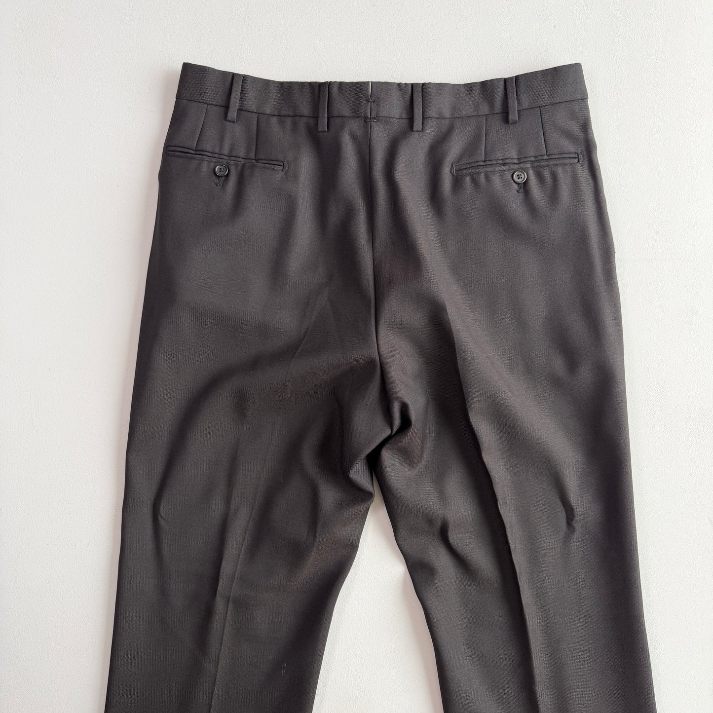 Isaia (36 x34) Dark Brown Wool Hopsack Basketweave Cuffed Pants