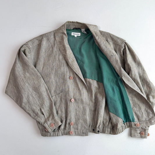 VNTG Giorgio Armani (38IT / M) Linen Blouson Heathered Teal Lined Jacket