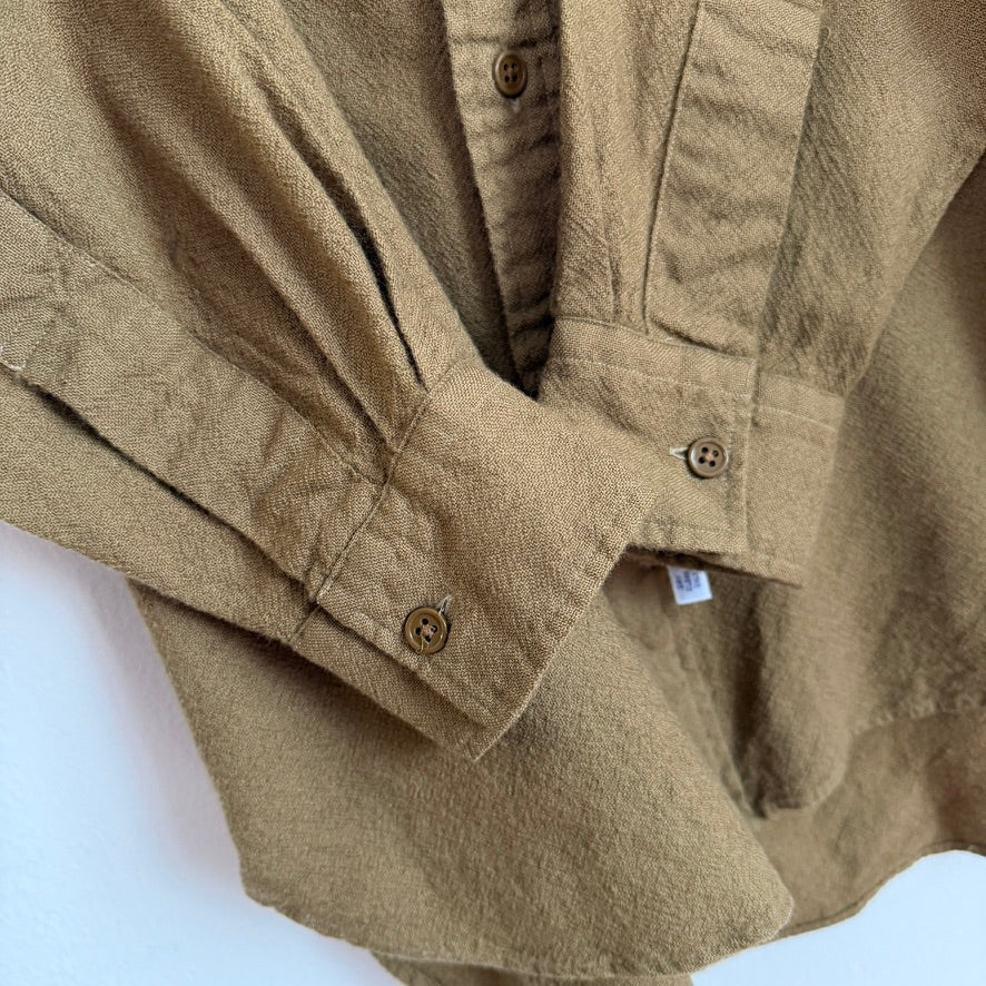 VNTG Polo Ralph Lauren (M) 100% Wool Olive Drab Band Collar WWI Shirt