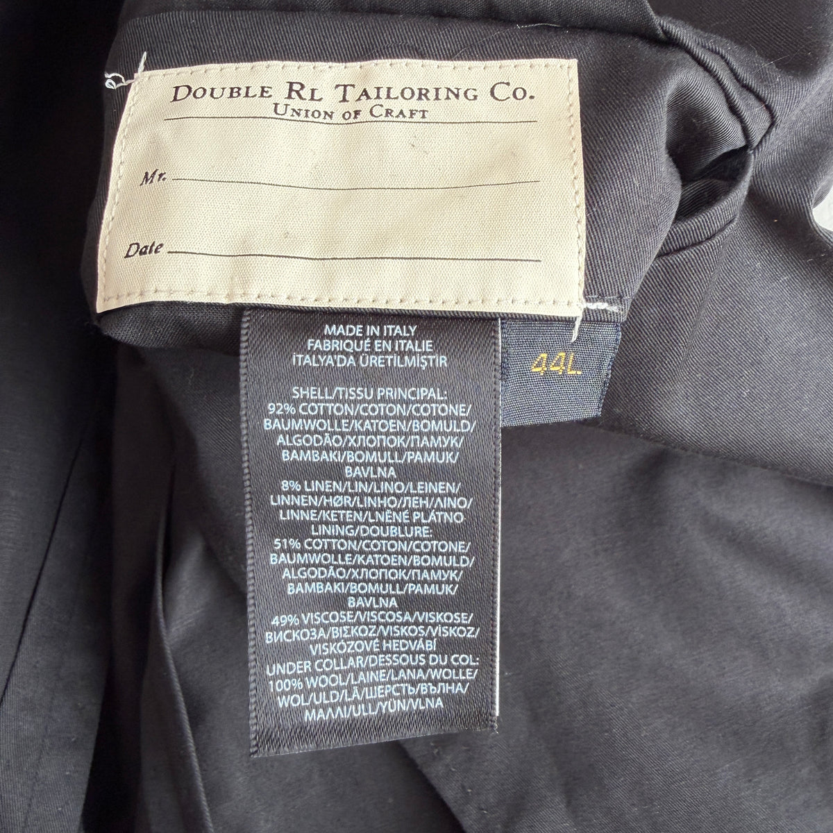 NWT RRL Ralph Lauren (44L) Tuxedo Western Cotton/Linen Black Jacket