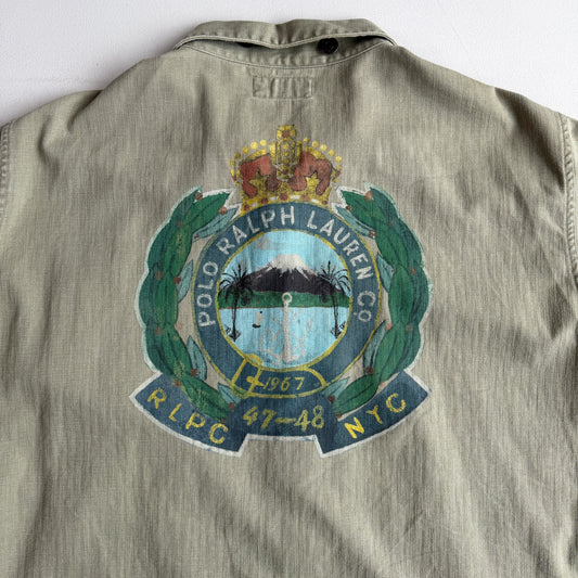 Polo Ralph Lauren (XL) WWII Military Herringbone Sage Cotton Fatigue Jacket
