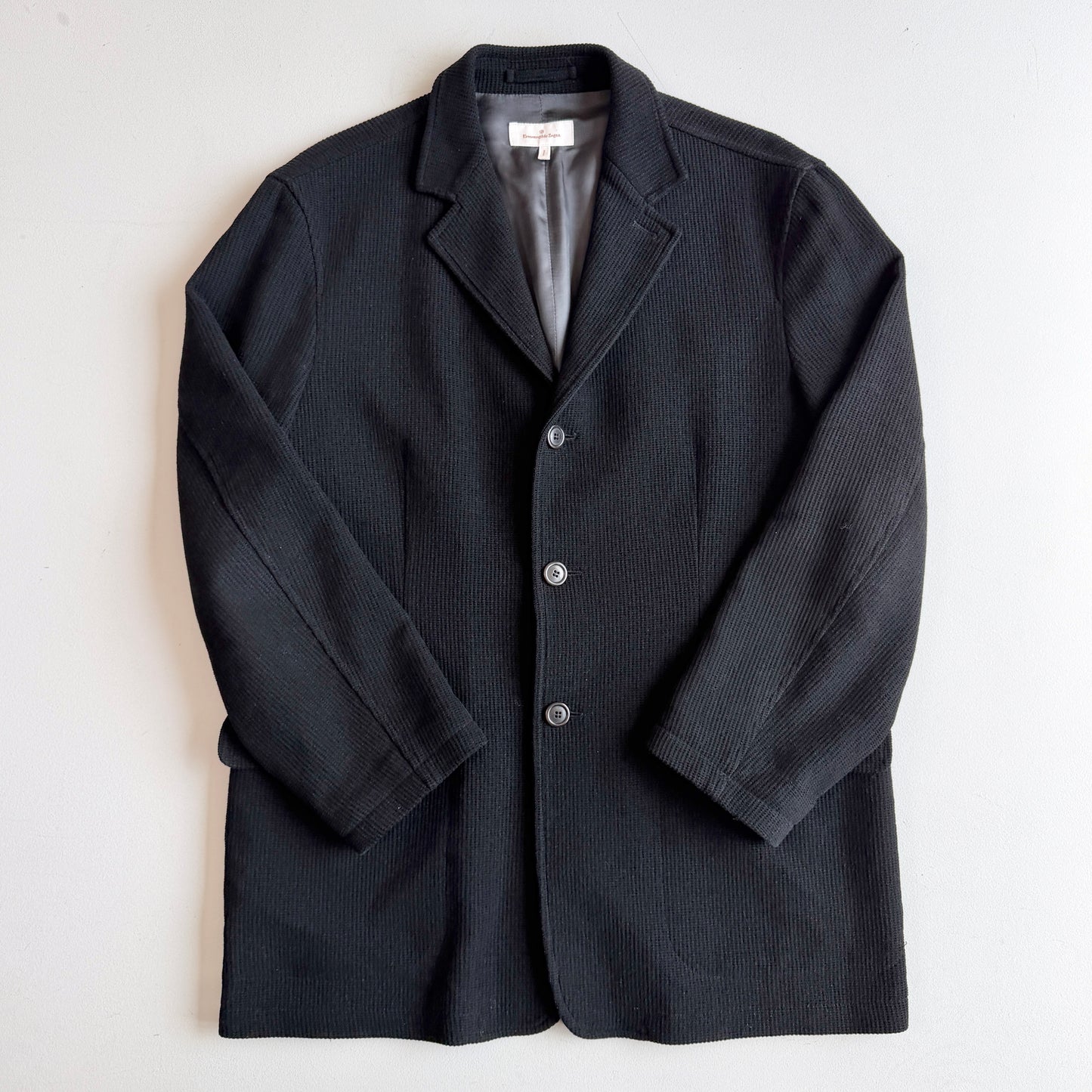 Ermenegildo Zegna (L / 52IT) Cotton/Wool Ribbed Off-Black Car Coat