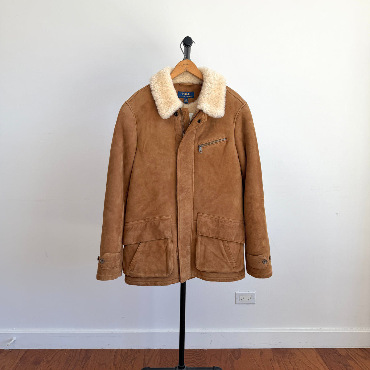 NWT Polo Ralph Lauren (S) Shearling Lamb Suede Leather Car Coat