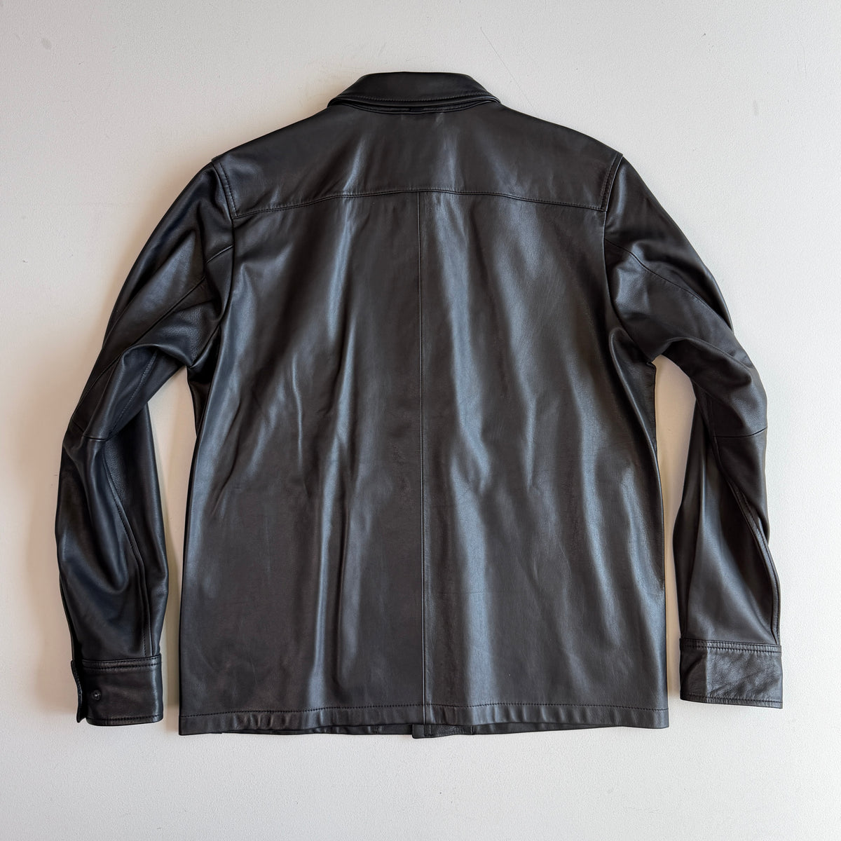 rag & bone (M) Glove-Soft Lamb Leather Snap Black Overshirt Jacket